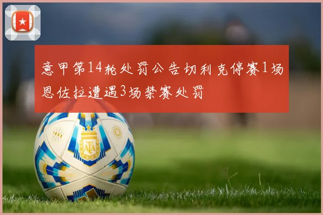 意甲第14轮处罚公告切利克停赛1场恩佐拉遭遇3场禁赛处罚